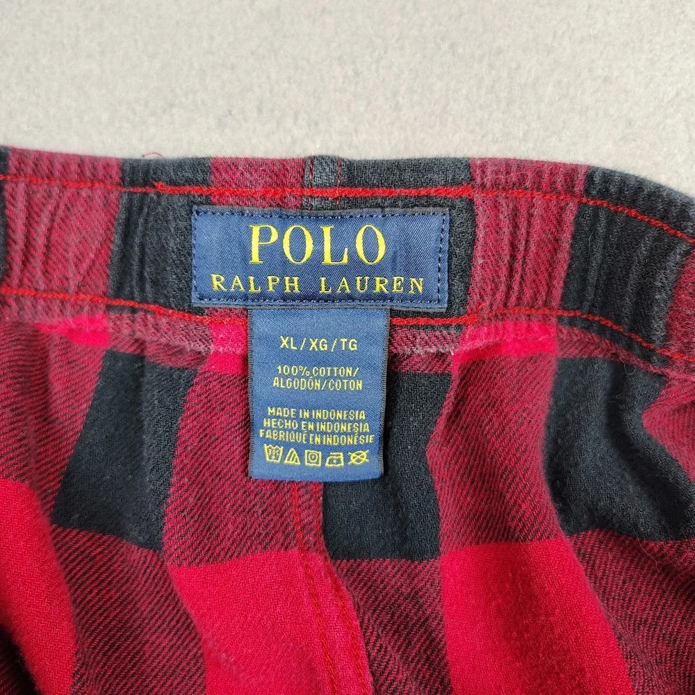 Polo Ralph Lauren Pajama Pants Mens XL‎ Buffalo Plaid Red Black Flannel Casual
